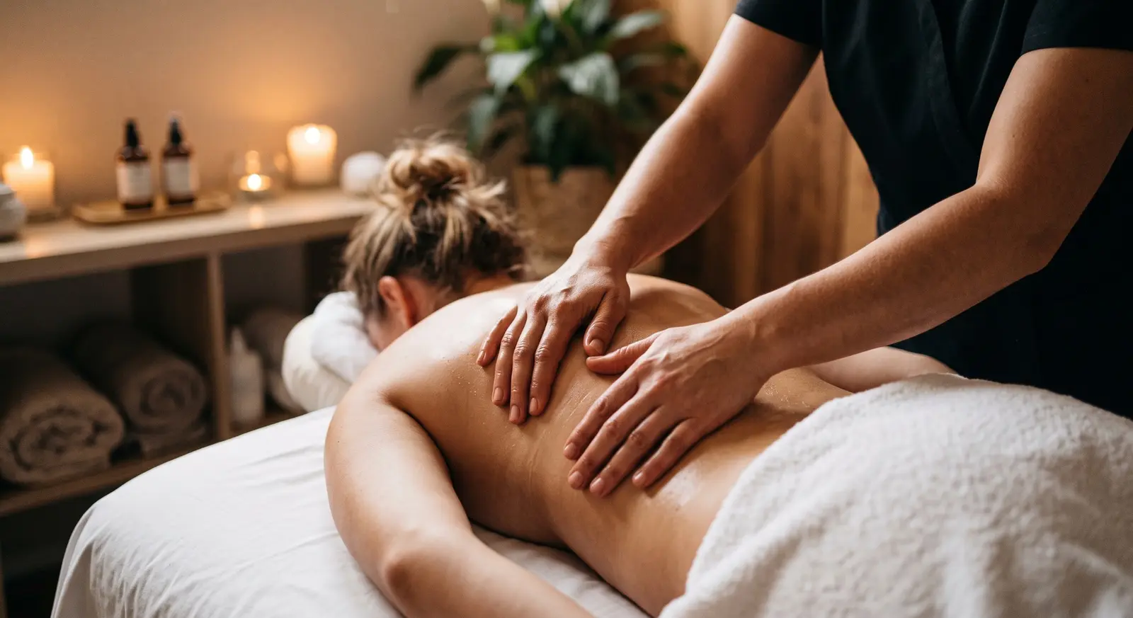 Massagebehandling i en lugn miljö
